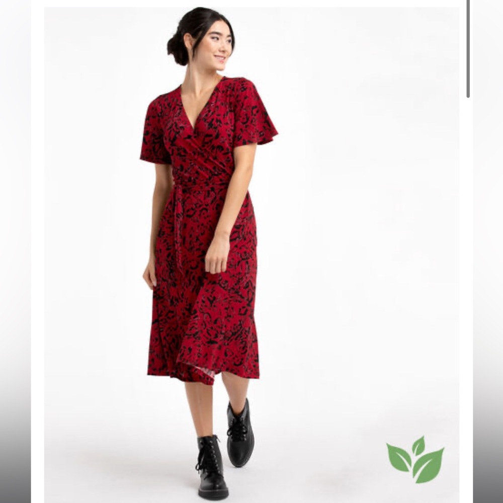 Beautiful red printed rickis wrap dress